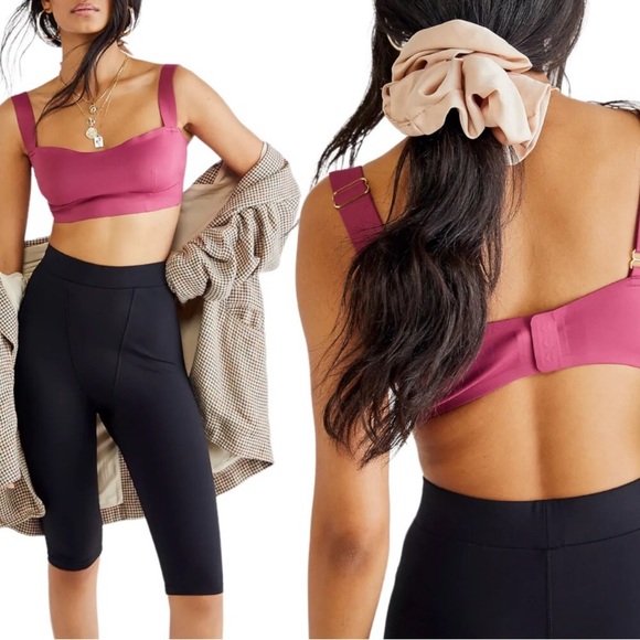 NWT Free People Naomi long lined bra in Dried Rose. - Picture 4 of 9